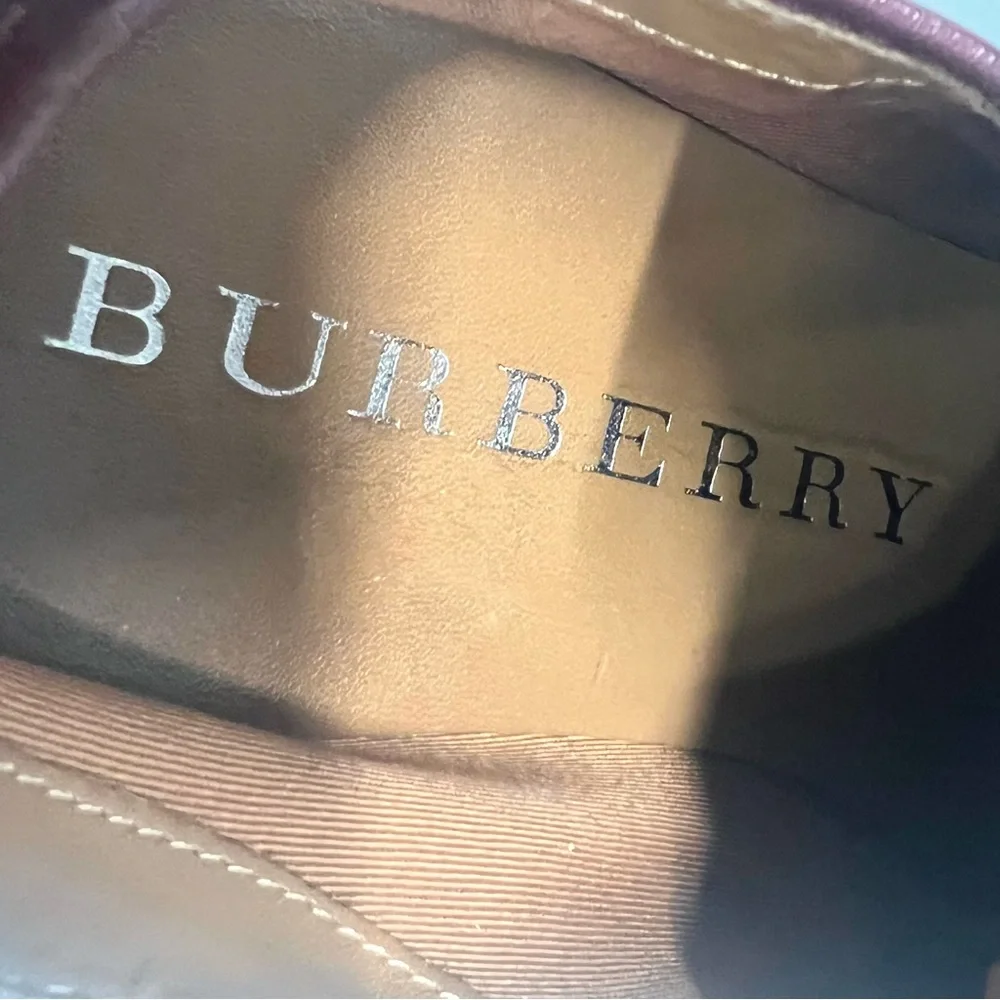 Burberry Harowby Maroon Black Olive Nova Check Low Top Sneakers Leather Trim 38 - Picture 12 of 13